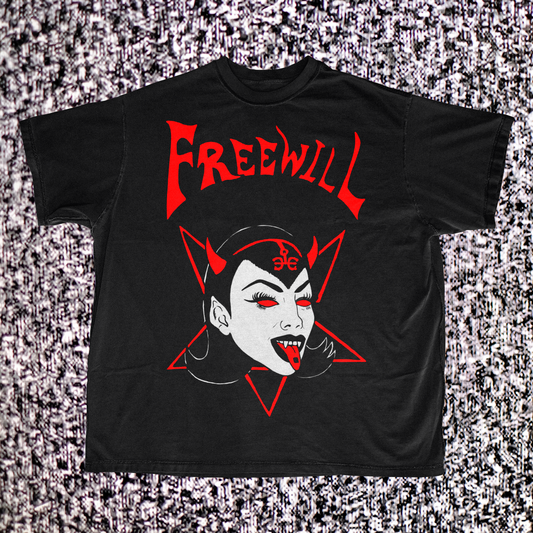FREEWILL - “ACID WITCH” T-SHIRT (BLACK/RED)